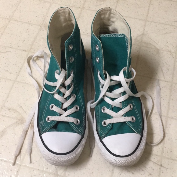 teal converse high tops